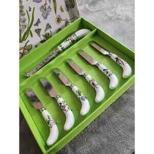 NIB Portmeirion Botanic Garden Cheese Knife and 6 Spreader's
